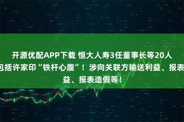 开源优配APP下载 恒大人寿3任董事长等20人被罚，包括许家印“铁杆心腹”！涉向关联方输送利益、报表造假等！