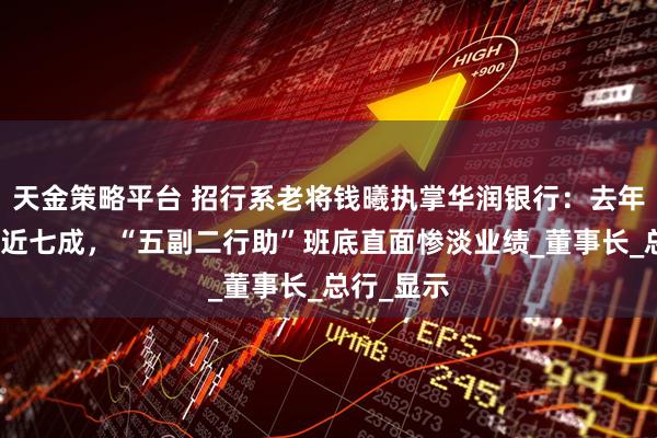 天金策略平台 招行系老将钱曦执掌华润银行：去年利润下滑近七成，“五副二行助”班底直面惨淡业绩_董事长_总行_显示